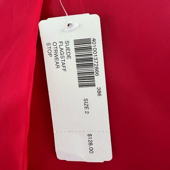 Chicos Red Suede Leather, Lined, Zip Front with Pockets Women's Jacket - Picture 3 of 10